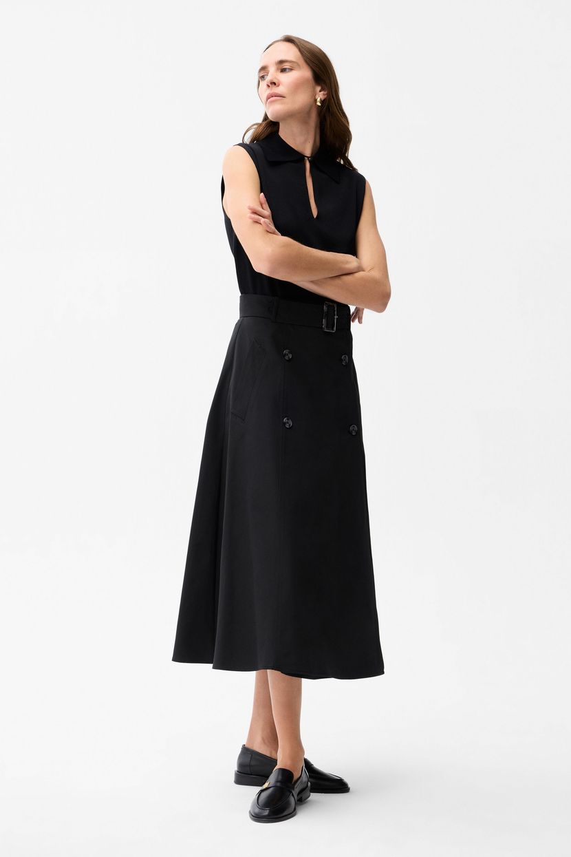 Black Long Skirt with Pockets 12746427000-001 | adL