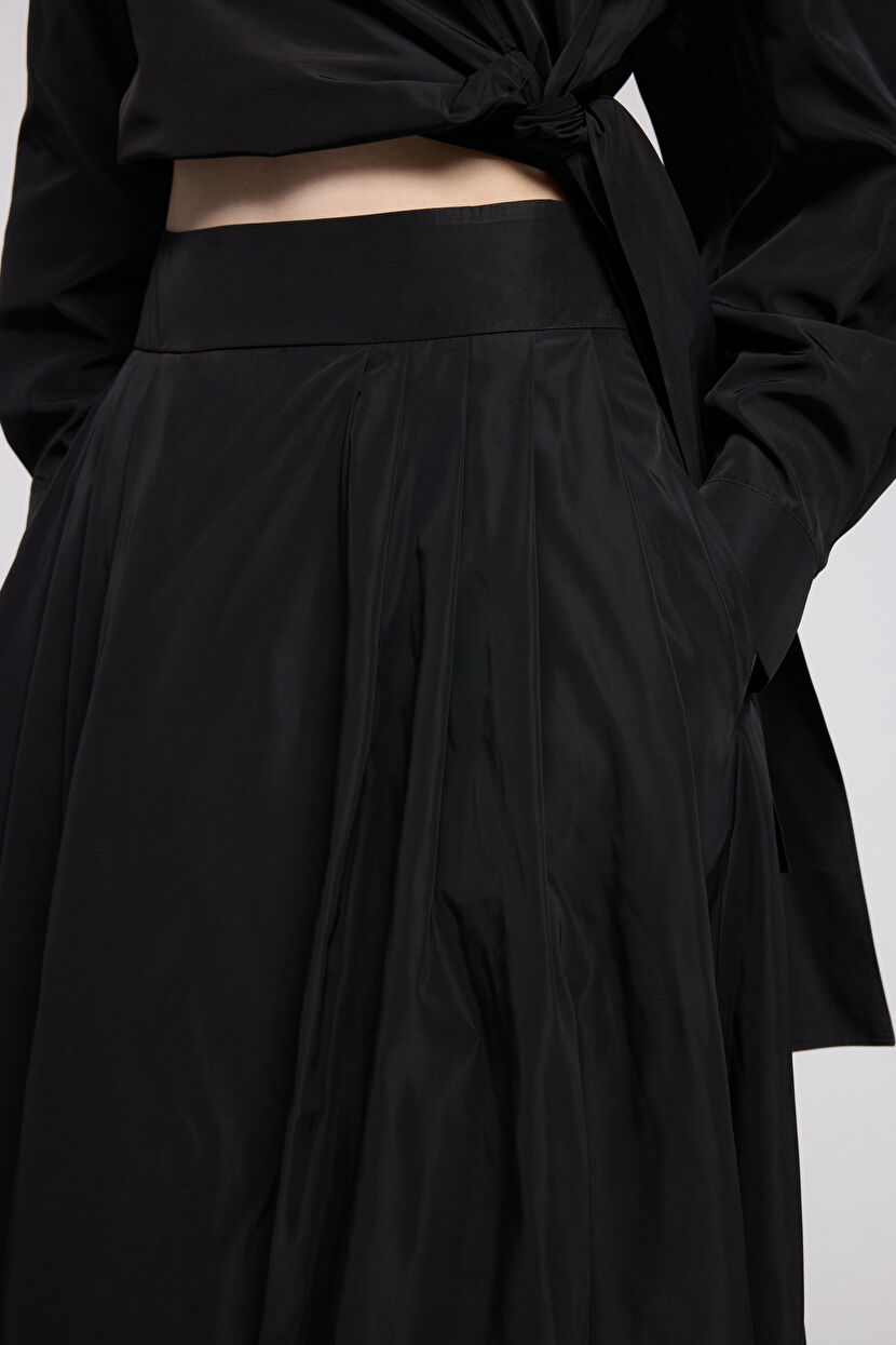 Black Long Taffeta Skirt 12746807000-001 | adL