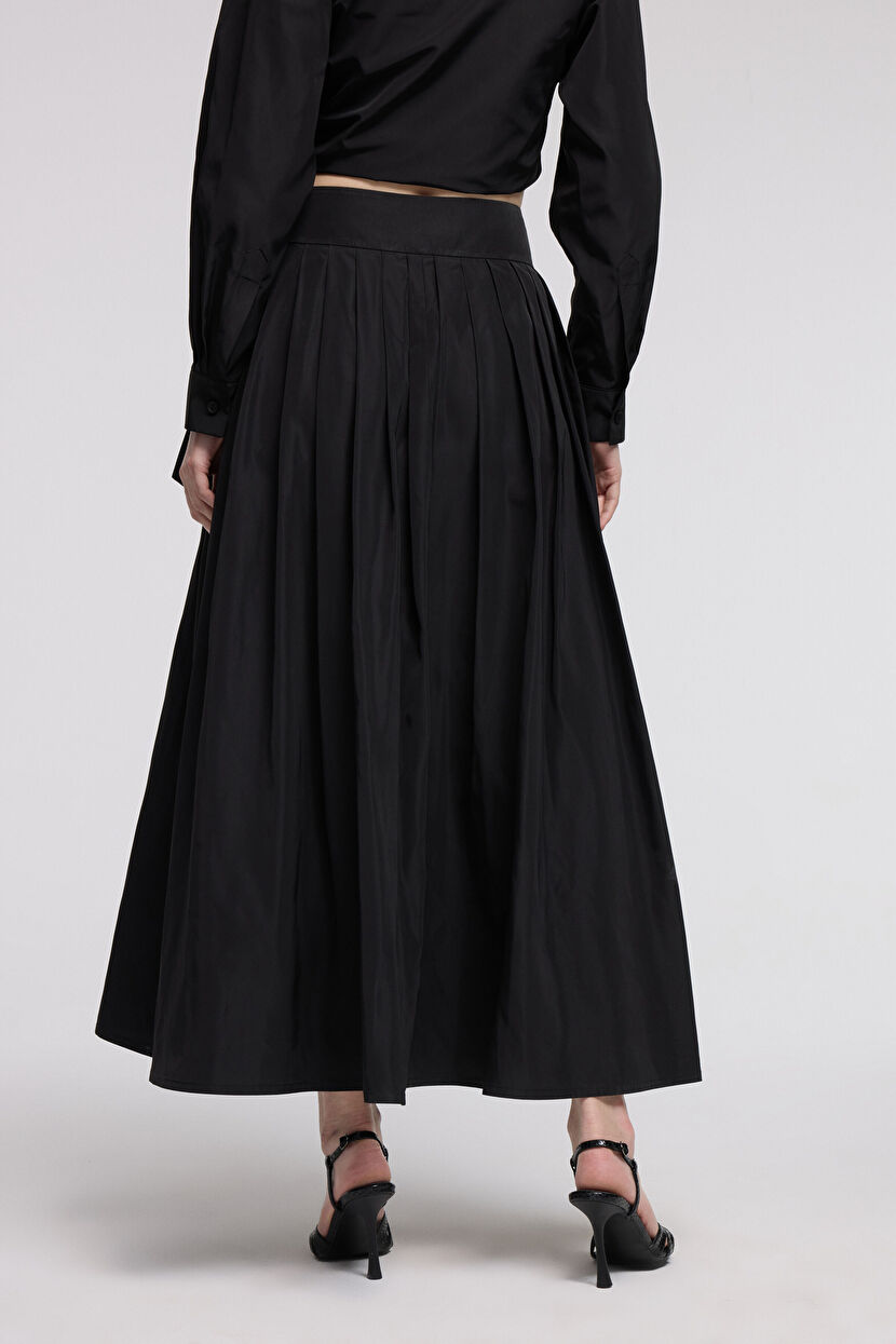 Black Long Taffeta Skirt 12746807000-001 | adL