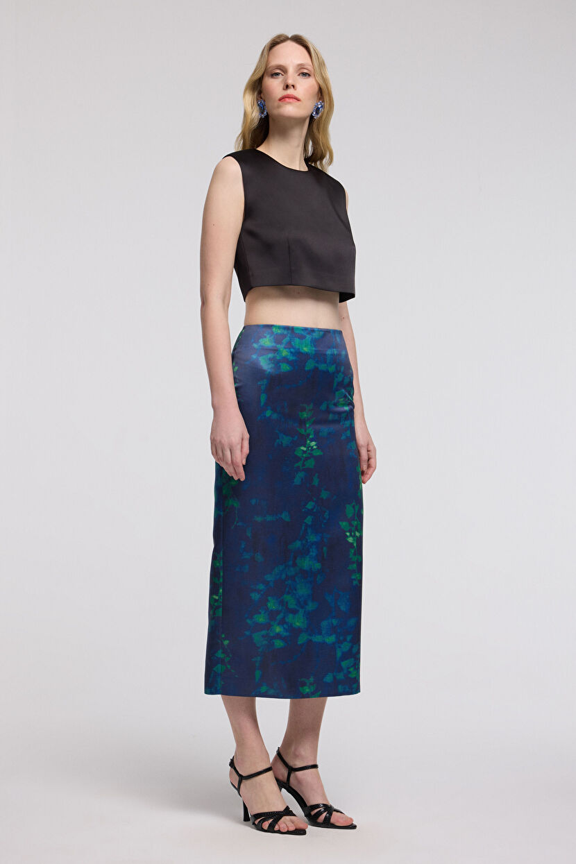 ARTS&SCIENCE skirt navy 花柄 Navy Blue Patterned Pencil Skirt 12746911000-218 | adL
