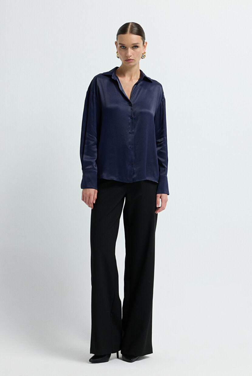 deres☆ Étoile shirt dark navy Navy Blue Long Sleeve Shirt 13044284007-018 | adL