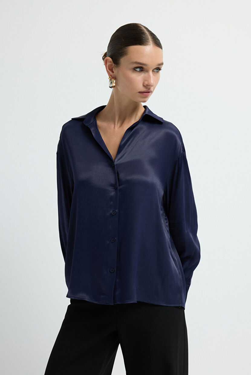 Navy Blue Long Sleeve Shirt 13044284007-018 | adL