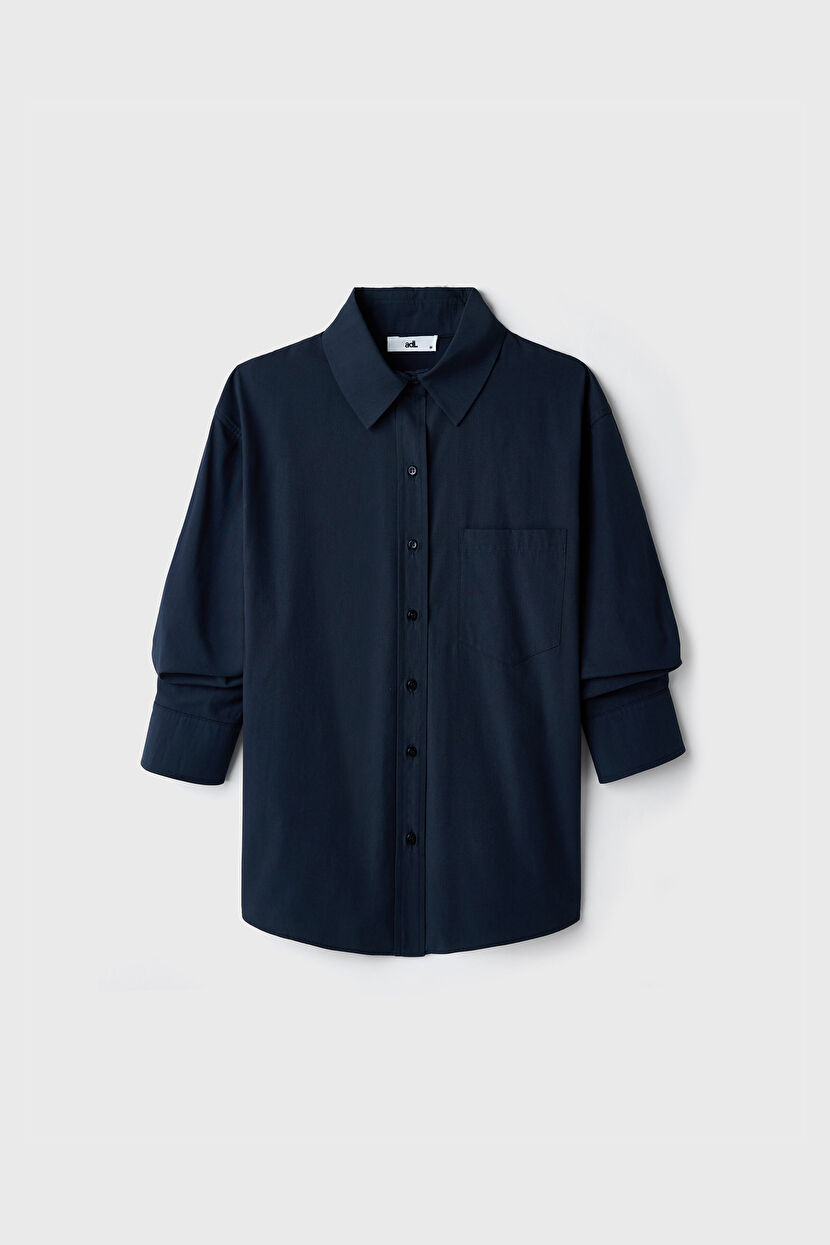 Navy Blue Detailed Sleeve Shirt 13044912002-018 | adL