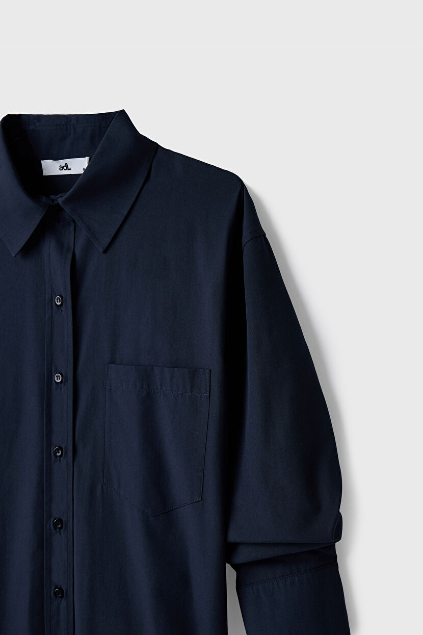 Navy Blue Detailed Sleeve Shirt 13044912002-018 | adL