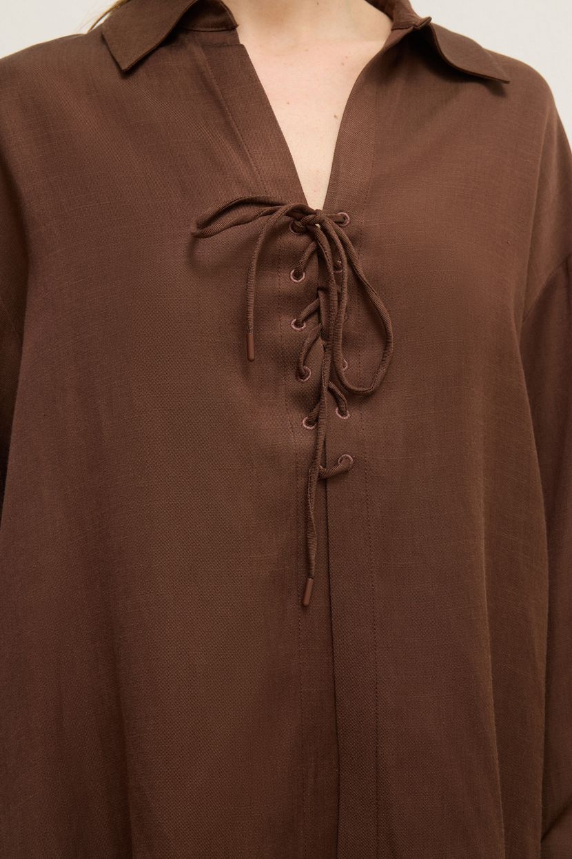 Brown Moda Tutkusu Shirt with Tie Detail 130M2291000-010 | adL