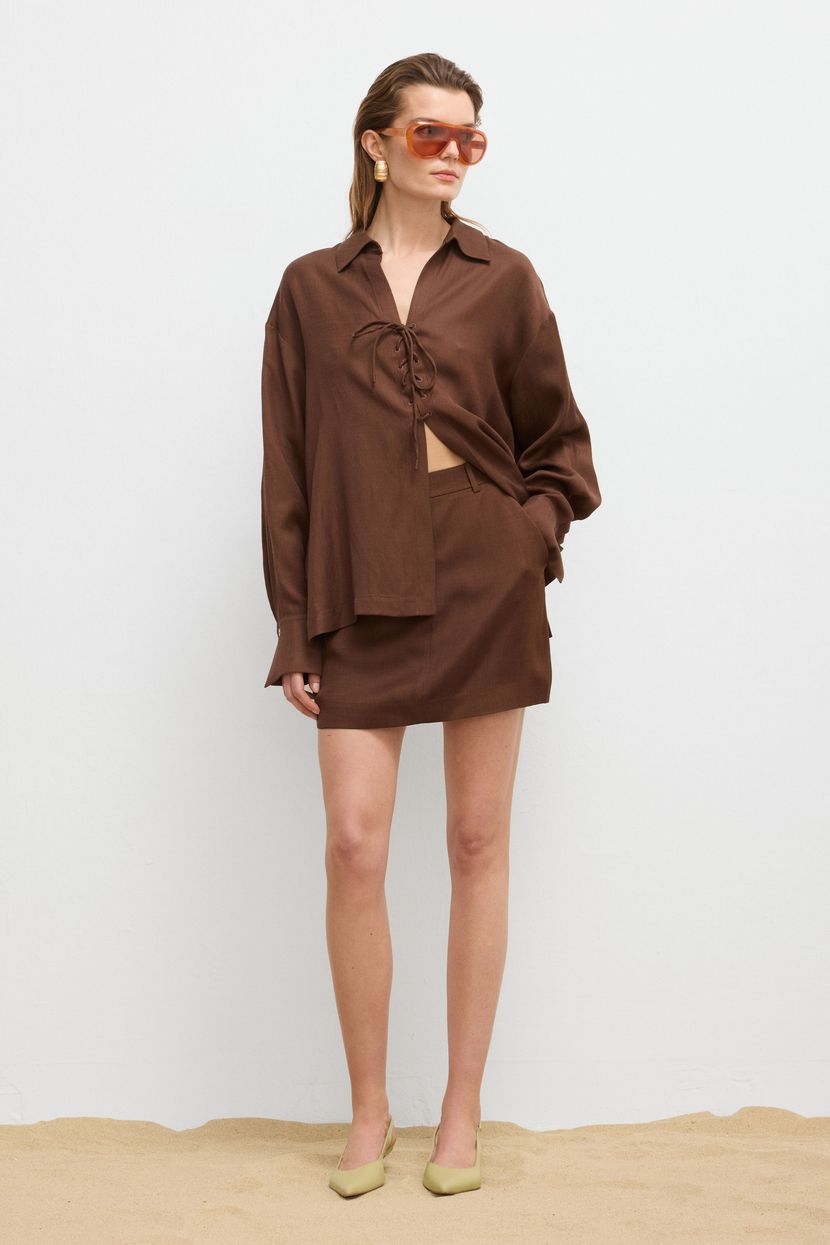 Brown Moda Tutkusu Shirt with Tie Detail 130M2291000-010 | adL