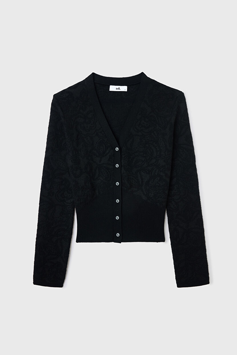 Siyah Desenli Triko Hırka 13445374000-001 | adL