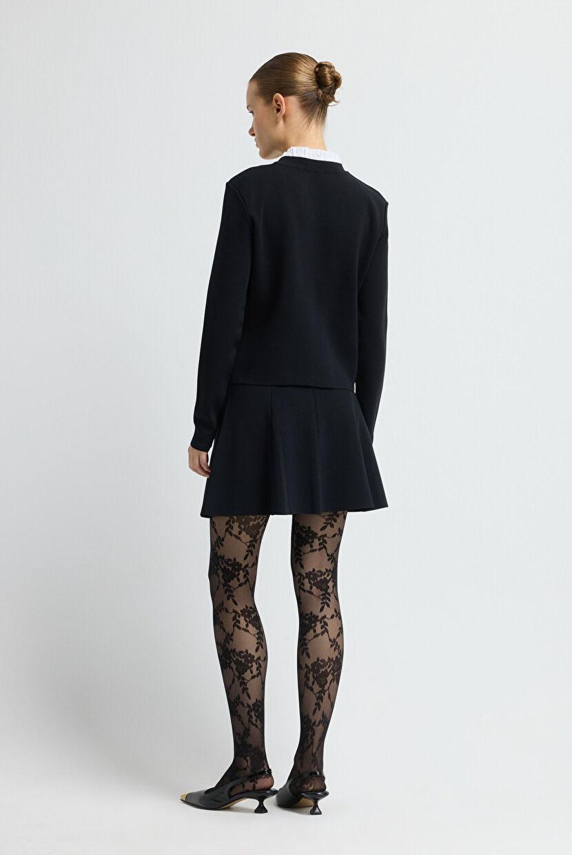 Black Collar Detailed Knitwear Cardigan 13445589000-001 | adL
