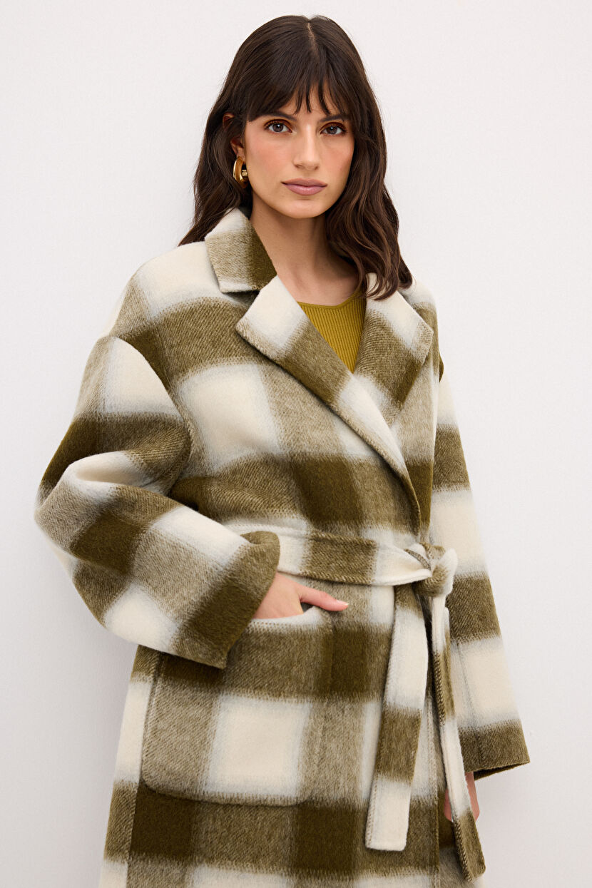 Yeşil Cep Detaylı Yün Karışımlı Kaban 13644080000-334 | adL