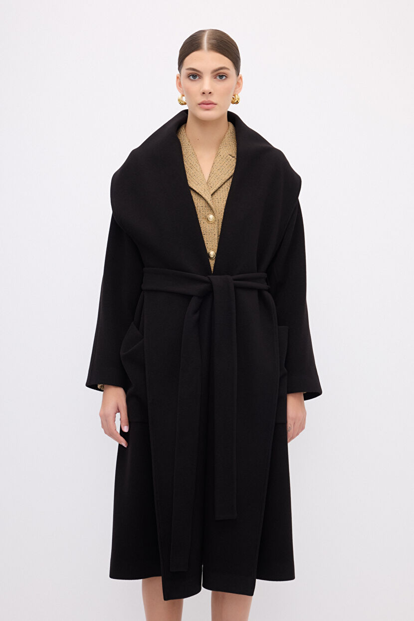 Black Shawl Collar Coat 13644227000-001 | adL