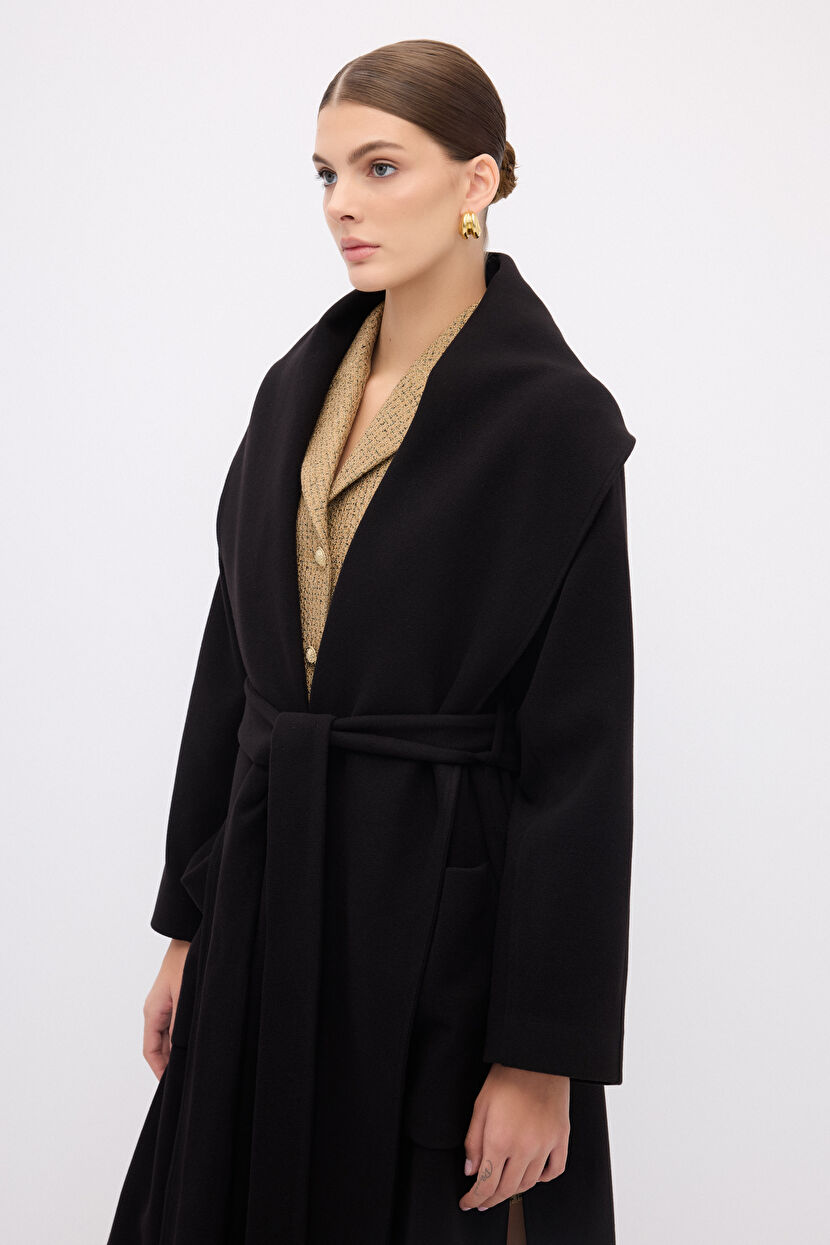 marka　SHAWL COLLAR COAT Black Shawl Collar Coat 13644227000-001 | adL