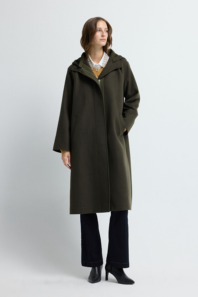 Khaki Long Coat 13645640000-034 | adL