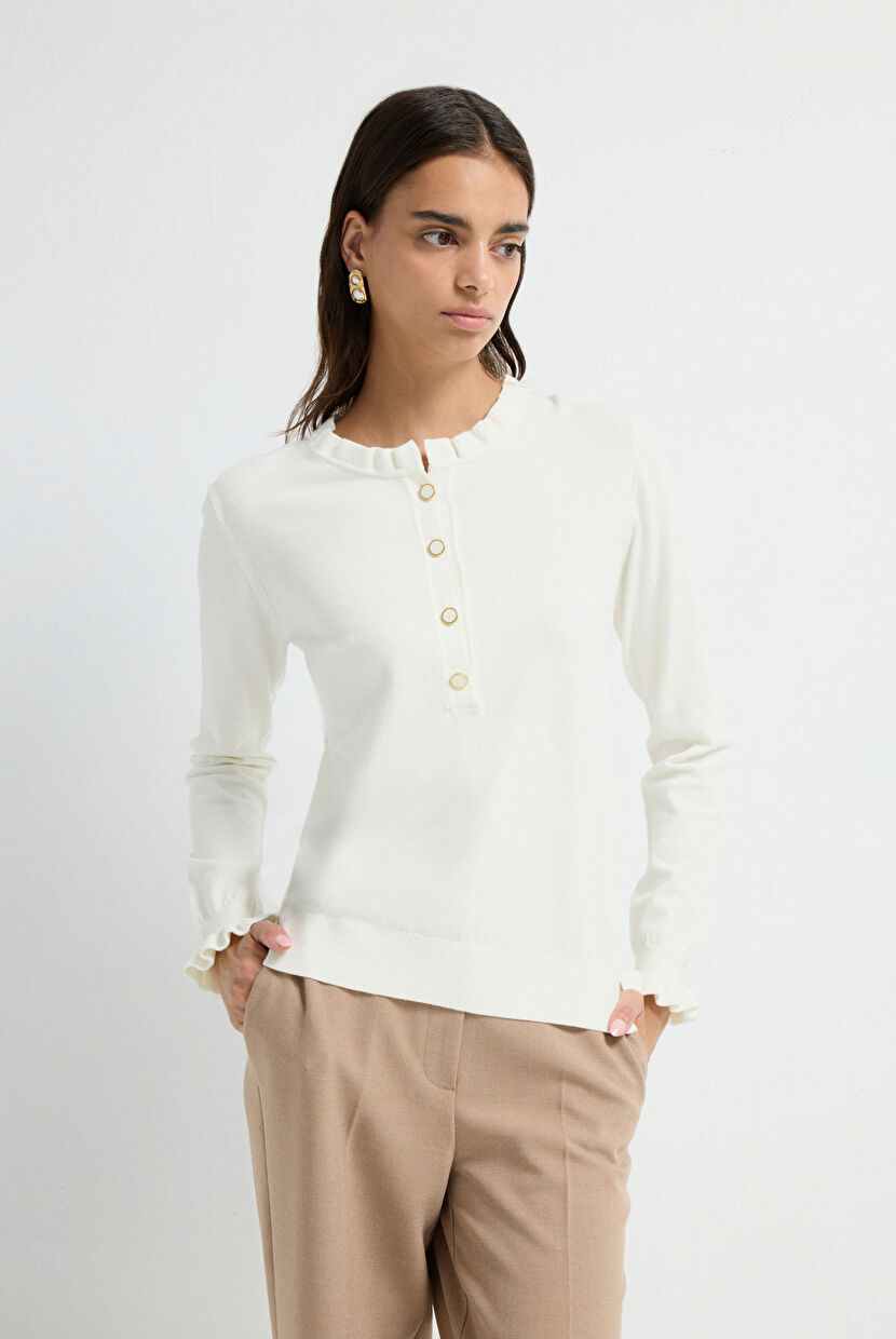 邦楽 ILY3000 Erkek Mc2 Saınt Barth Lacivert Jakarlı Viskoz/yün Triko Kazak