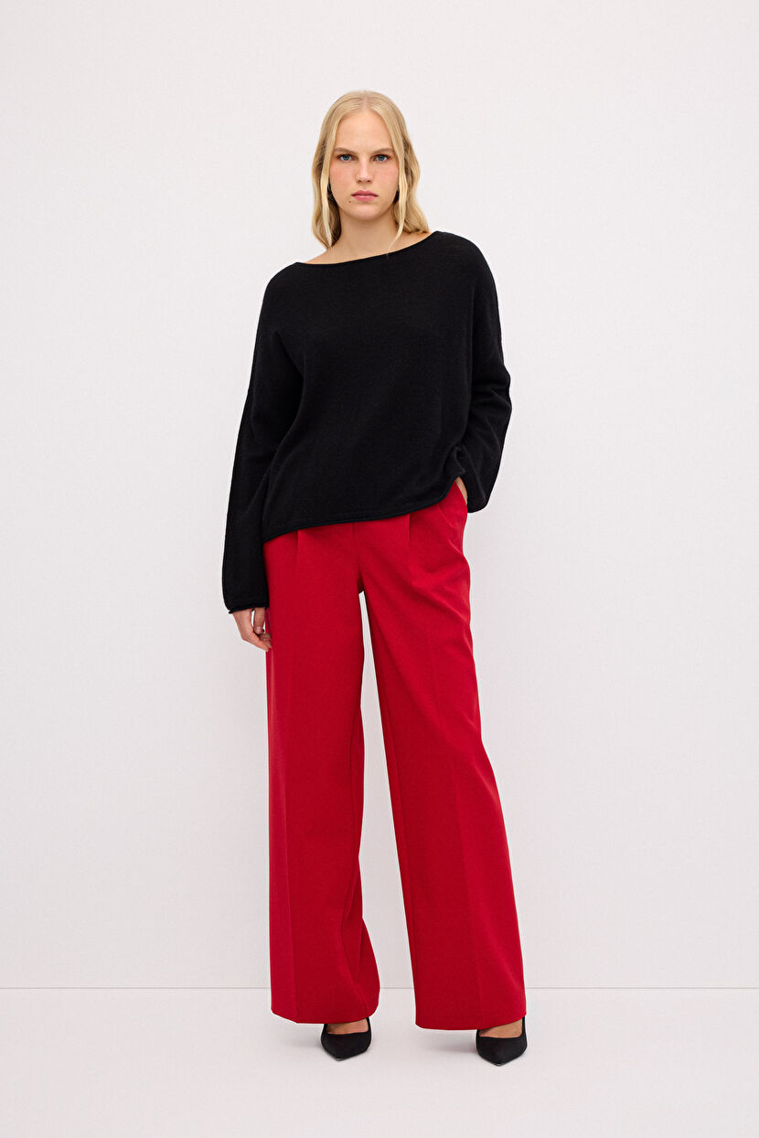 Siyah Kaşmir Karışımlı Oversize Triko Kazak 13944056000-001 | adL