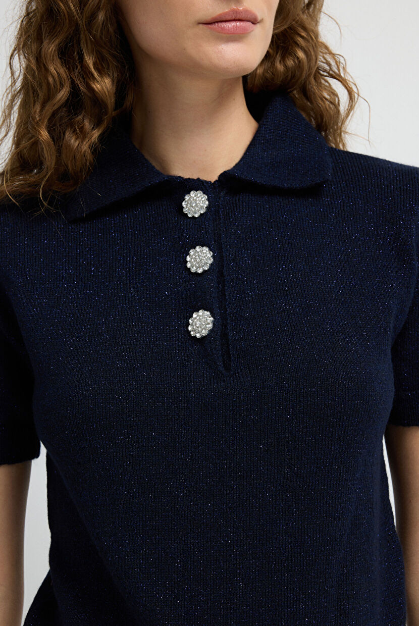 Lacivert Erkek Yaka Triko Kazak 13945646000-018 | adL