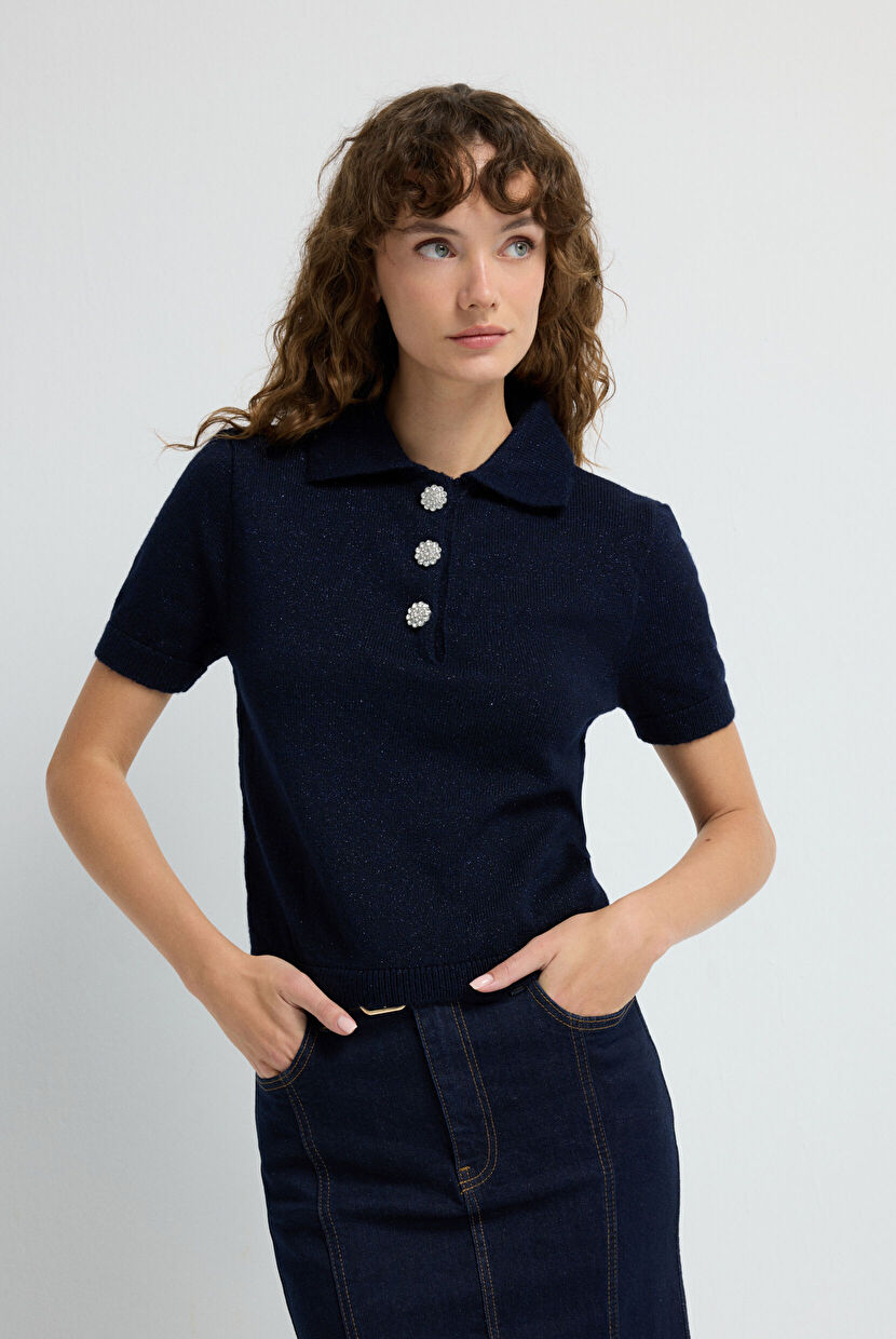 Lacivert Erkek Yaka Triko Kazak 13945646000-018 | adL