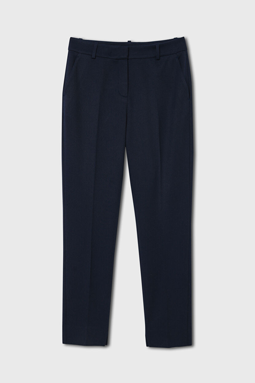Navy Blue Slit Leg Trousers 15326539164-018 | adL