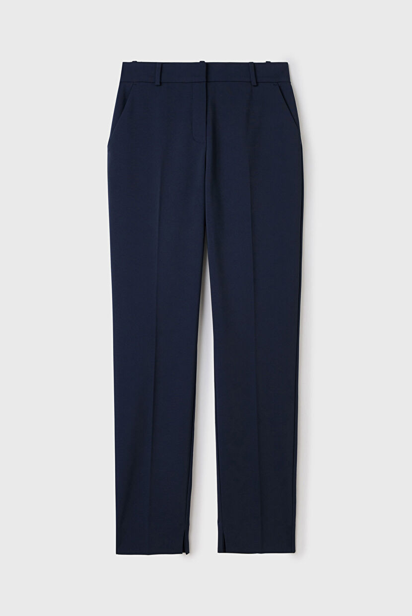 Navy Blue Trousers with Side Pockets and Slit Legs 15326539168-018