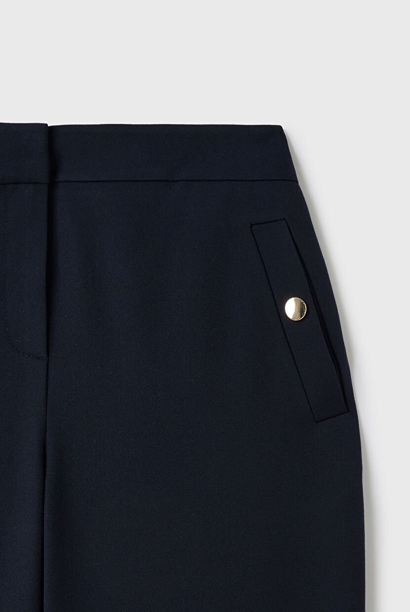 Navy Blue Metal Accessory Pocketed Trousers 15335246013-018 | adL
