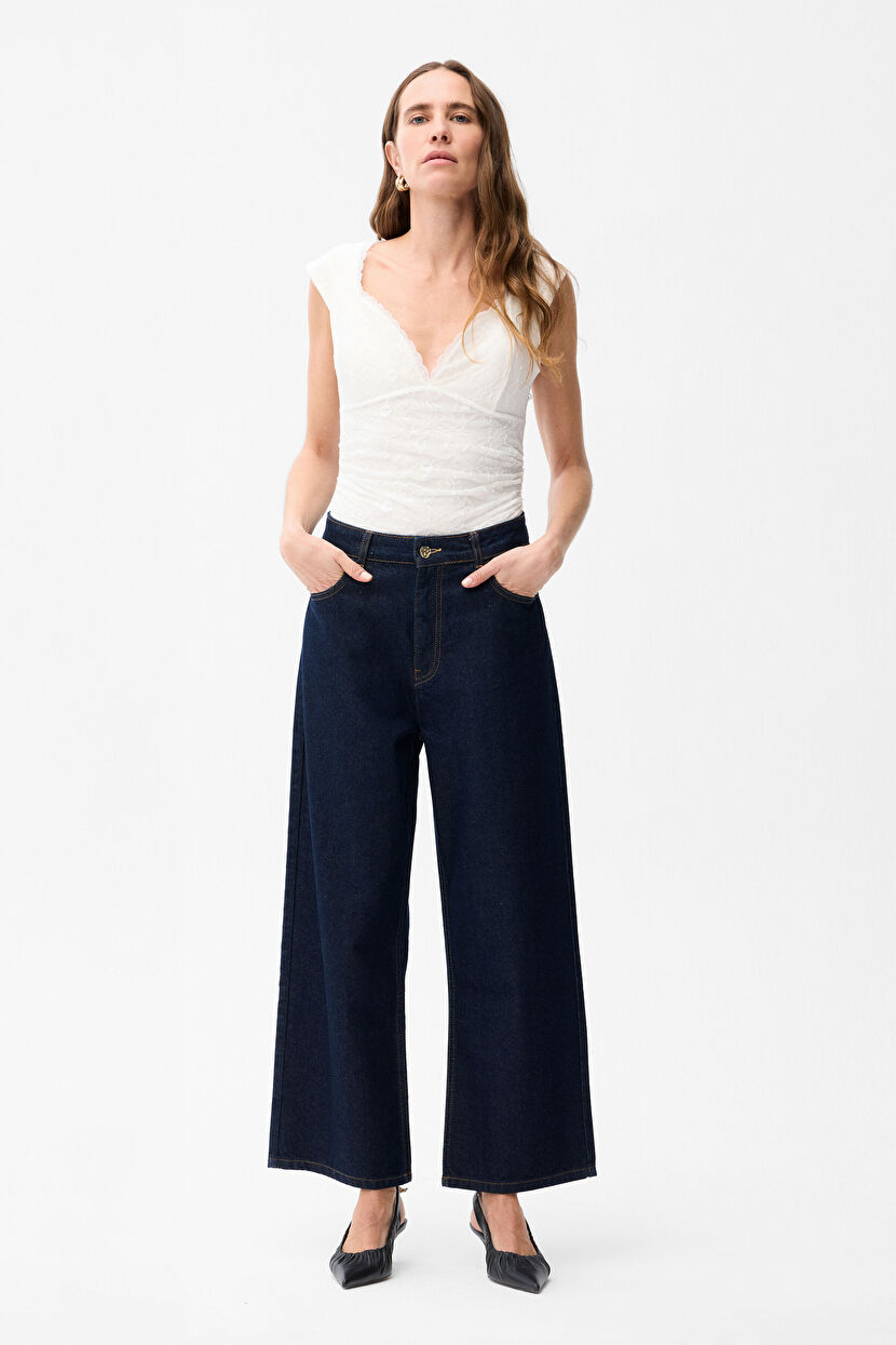 Lacivert Dikiş Detaylı Denim Pantolon 15343746002-018 | adL