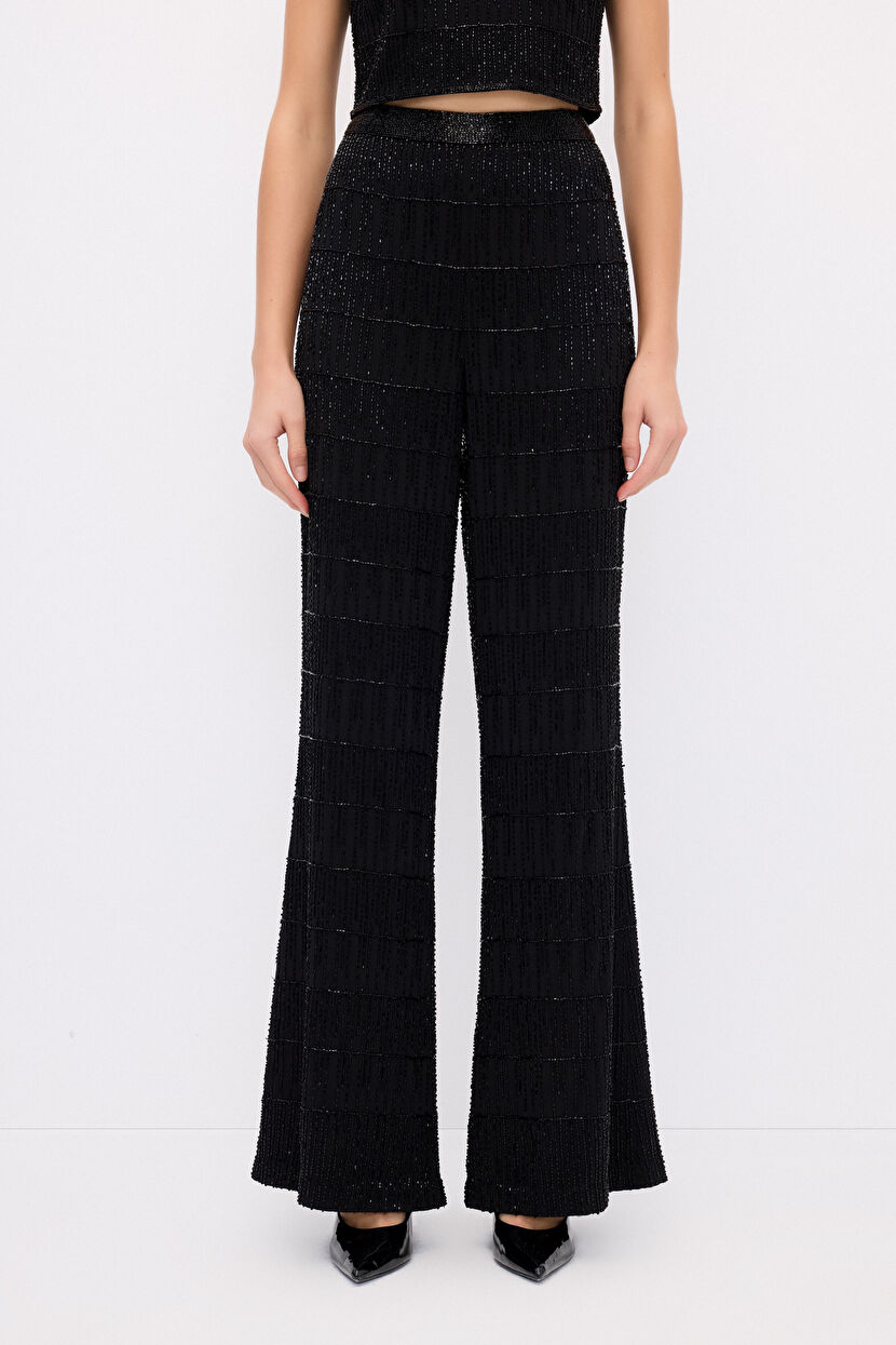 Siyah Night Zoom Bol Paça İşlemeli Pantolon 15344625000-001 | adL