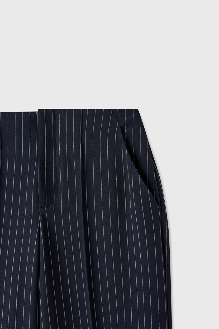 Navy Blue Wide-Leg Striped Pants 15344643006-118 | adL
