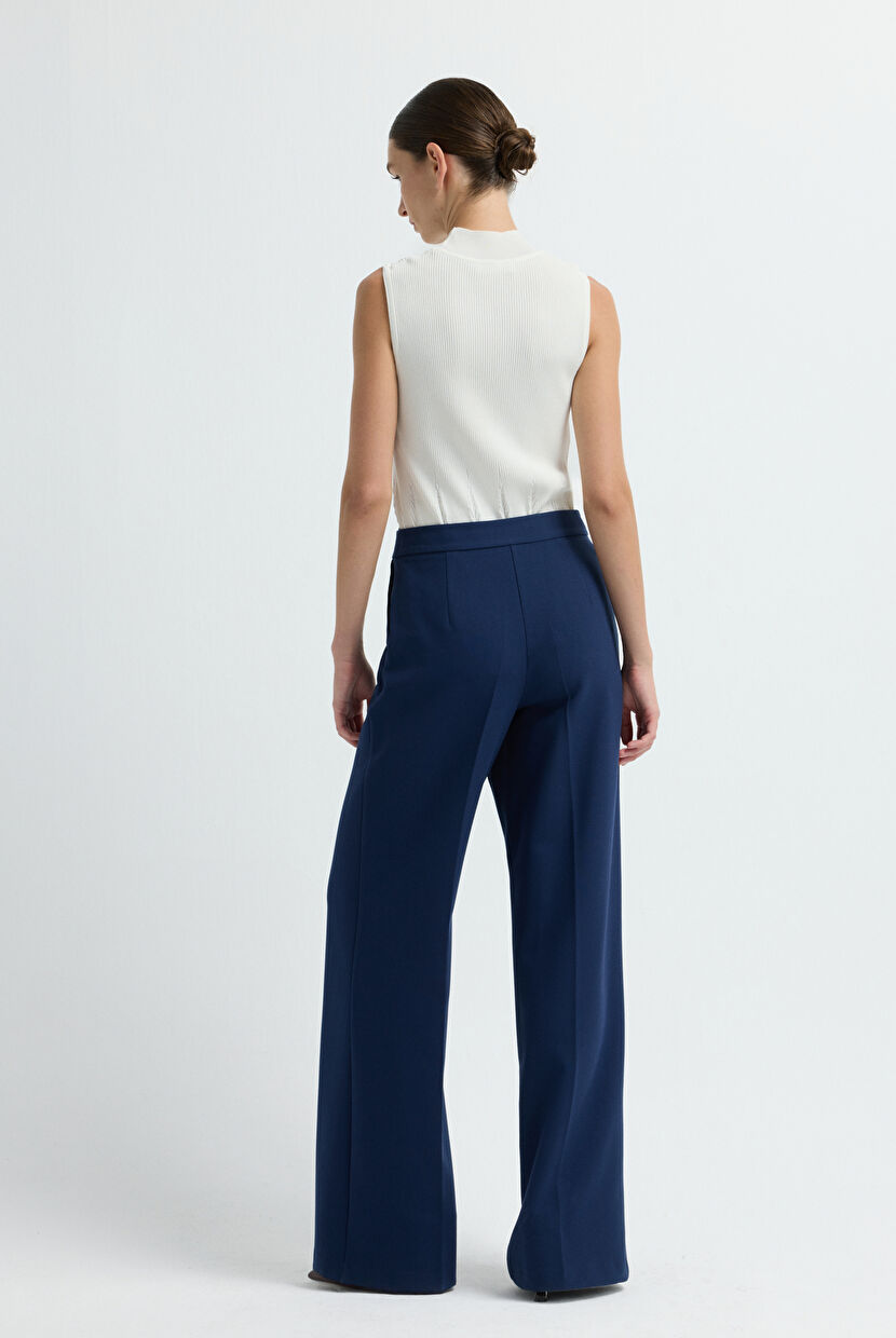Navy Blue Wide Leg Trousers 15345636003-018 | adL