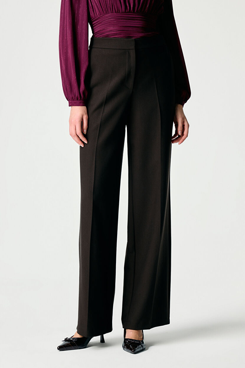 Kahverengi Cepli Bol Paça Gabardin Pantolon 15345685005-010 | adL