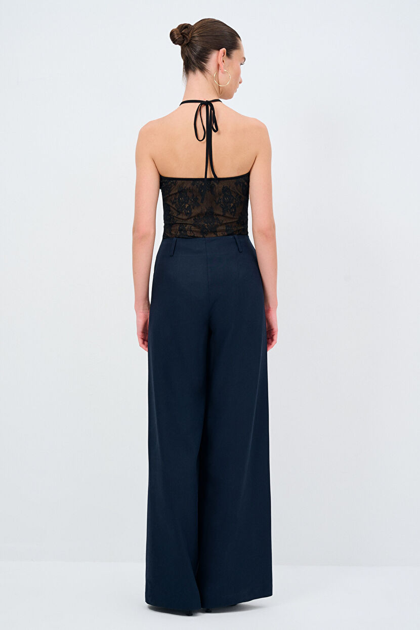 Navy Blue Loose Tencel Trousers 153M2161000-018 | adL