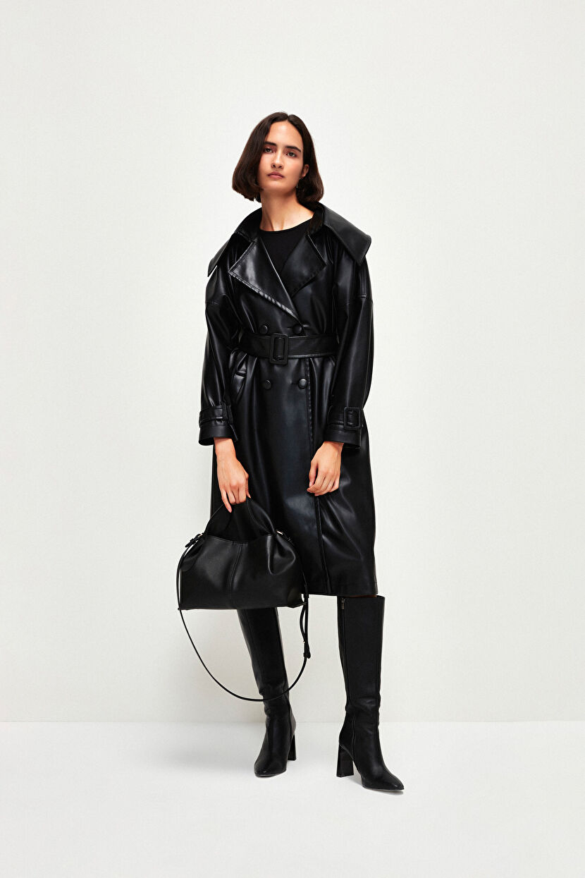 Black Leather Trenchcoat 17843188000-001 | adL