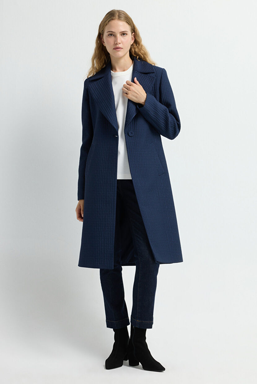 Navy Blue Quilted Trenchcoat 17845539000-018 | adL