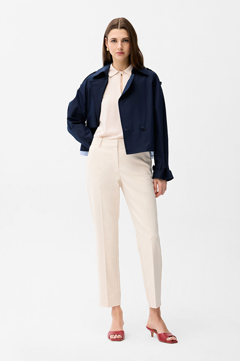 Navy Blue Short Trenchcoat 17846489000-018 | adL