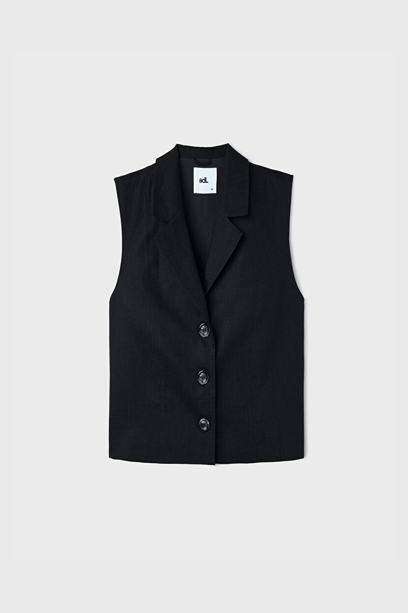 Black Linen Vest 17942562005-001 | adL