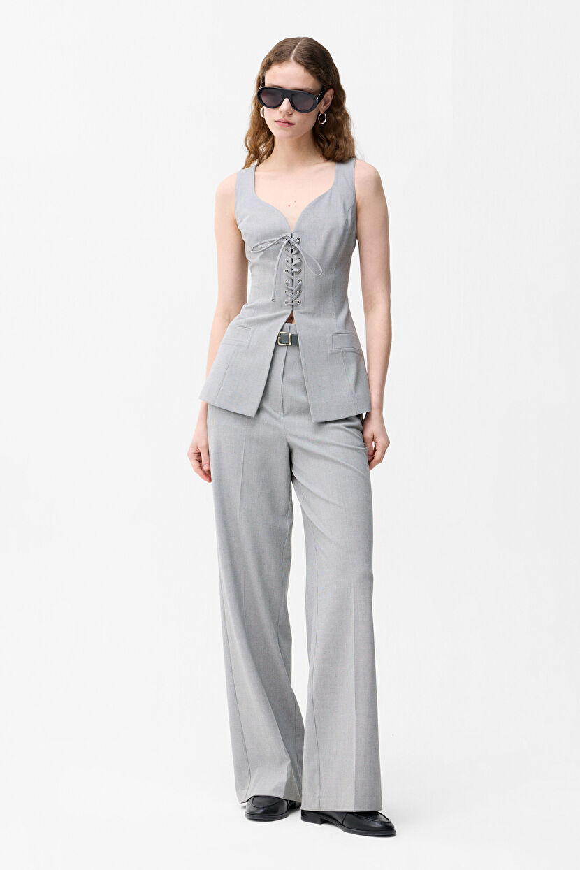 Grey Tie Detail Vest 17945706001-017 | adL