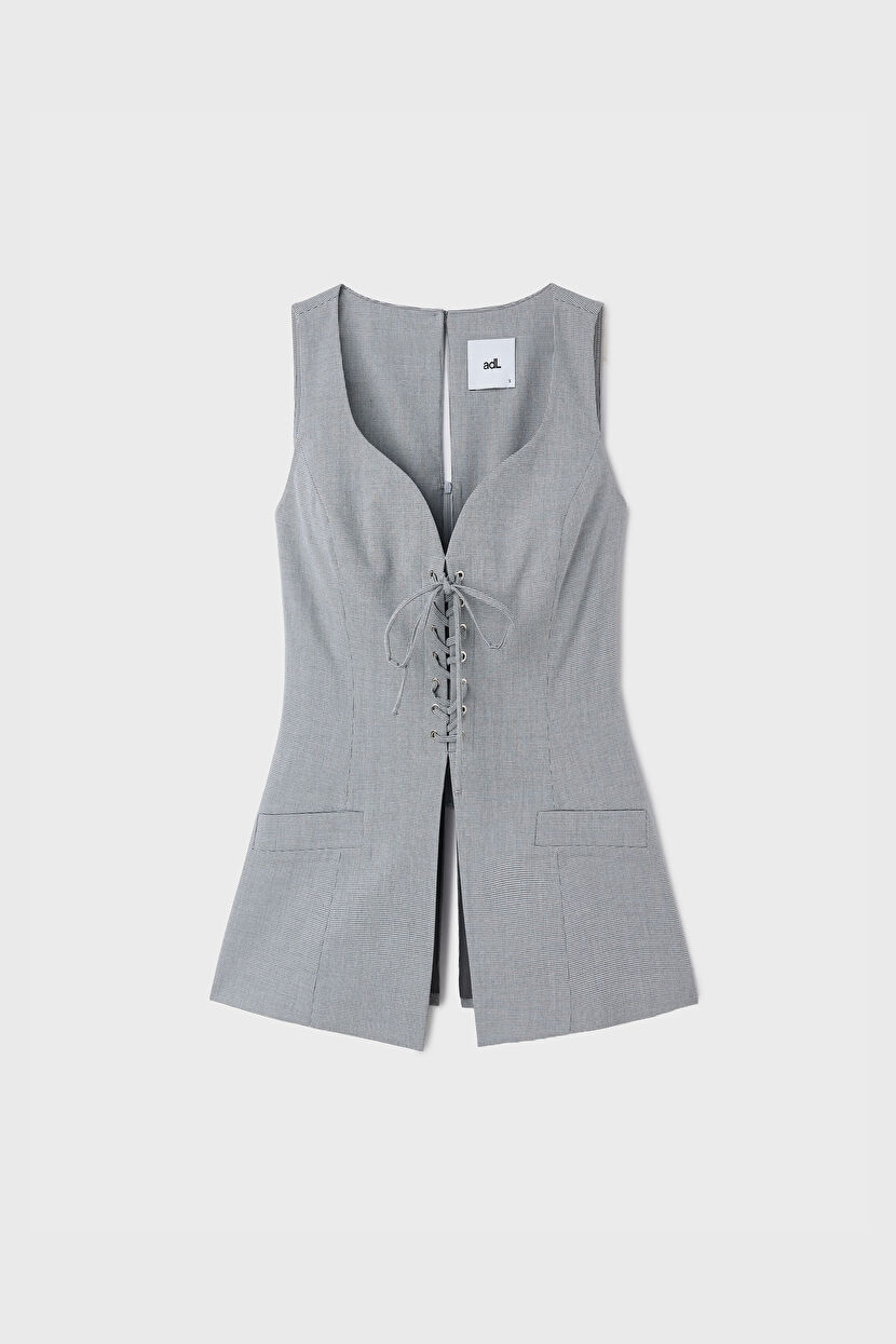 26SS REVERBERATE BAG VEST グレー Grey Tie Detail Vest 17945706001-017 | adL