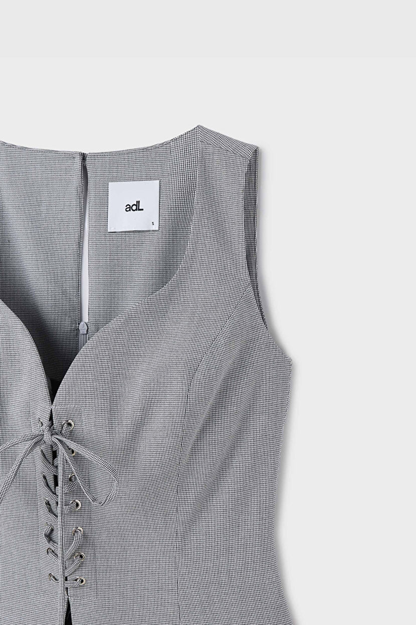 Grey Tie Detail Vest 17945706001-017 | adL