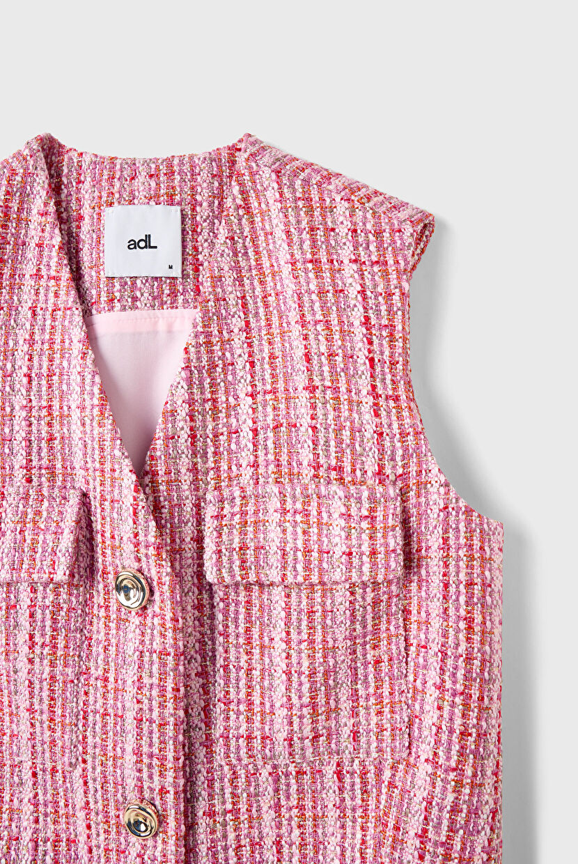 Pink Buttoned Vest 17945747000-026 | adL