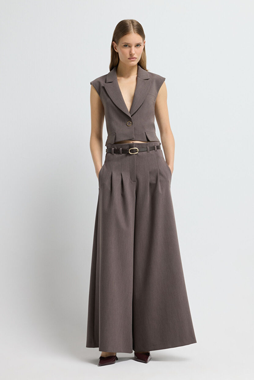 Kahverengi Crop Yelek 17945760000-044 | adL