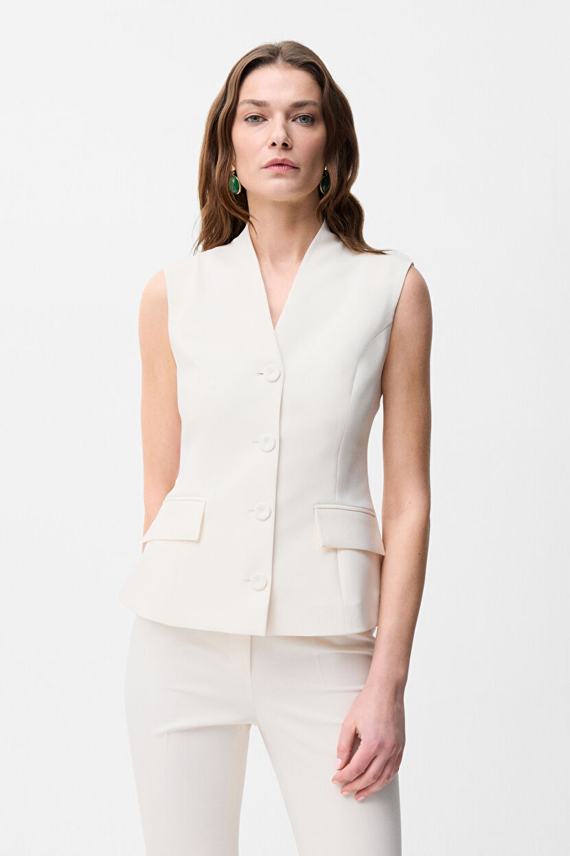 Vanilla Detailed Pocket Vest 17946233000-1D3 | adL