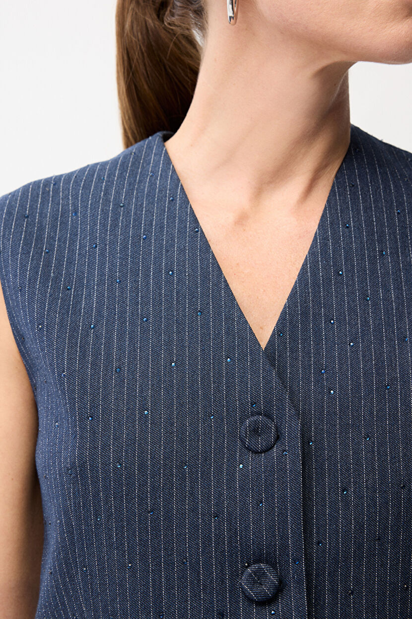 Navy Blue Fleto Pocket Vest 17946404000-118 | adL