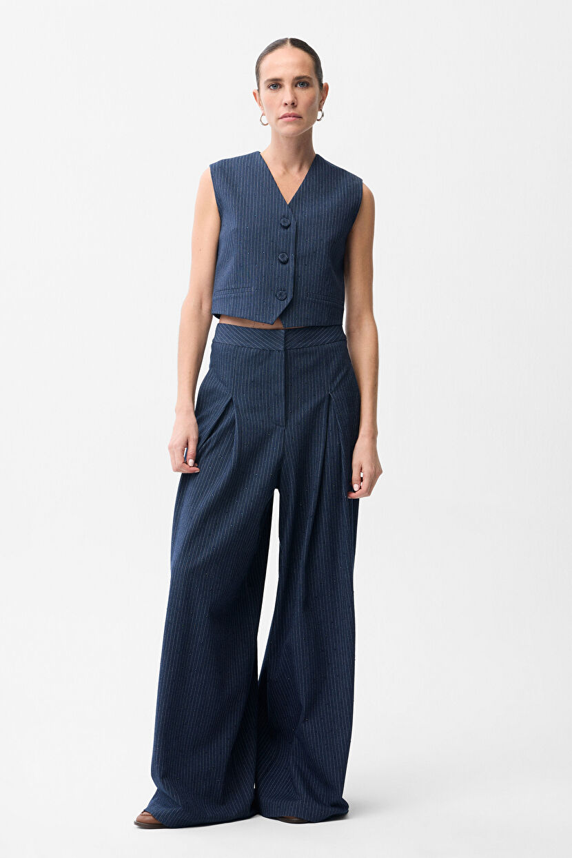 Navy Blue Fleto Pocket Vest 17946404000-118 | adL