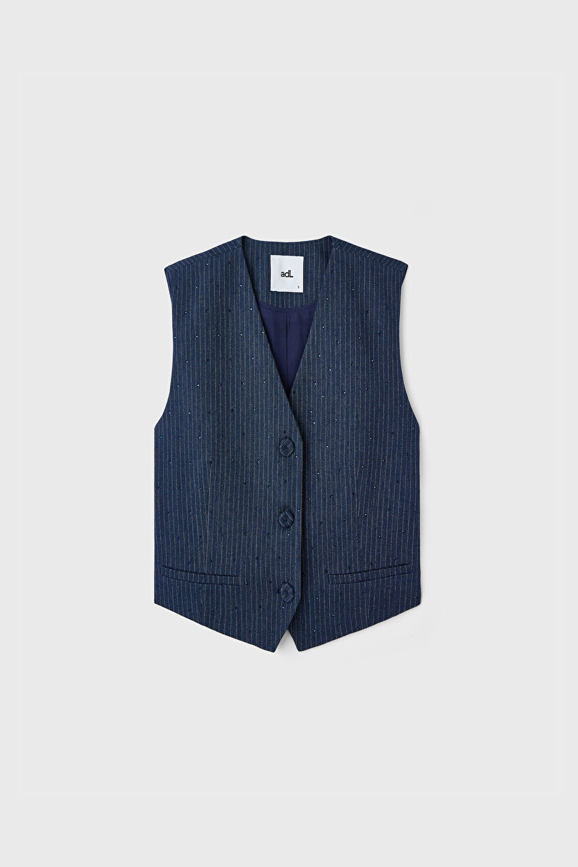 Navy Blue Fleto Pocket Vest 17946404000-118 | adL