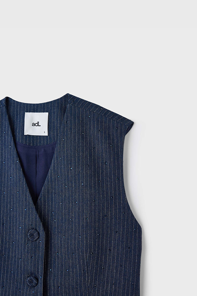 Navy Blue Fleto Pocket Vest 17946404000-118 | adL