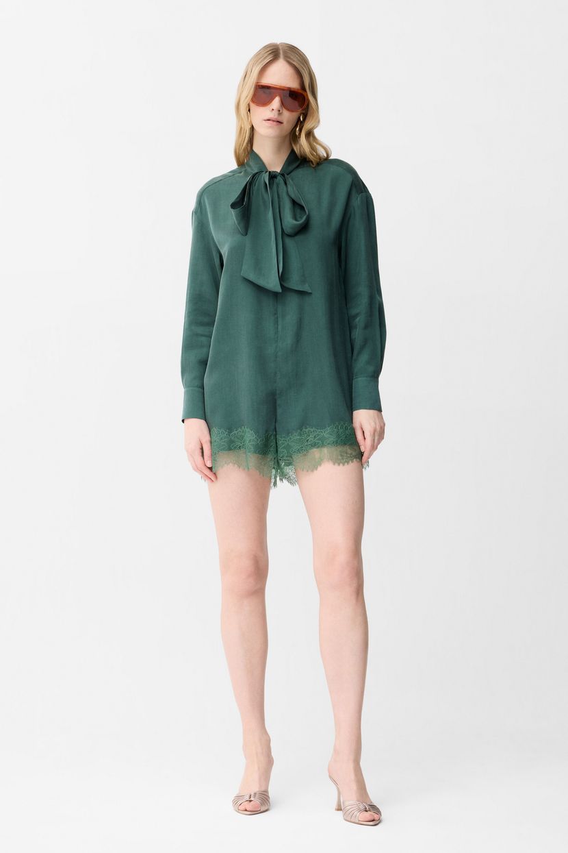 Green Lace Detailed Tied Jumpsuit 18246719000-009 | adL