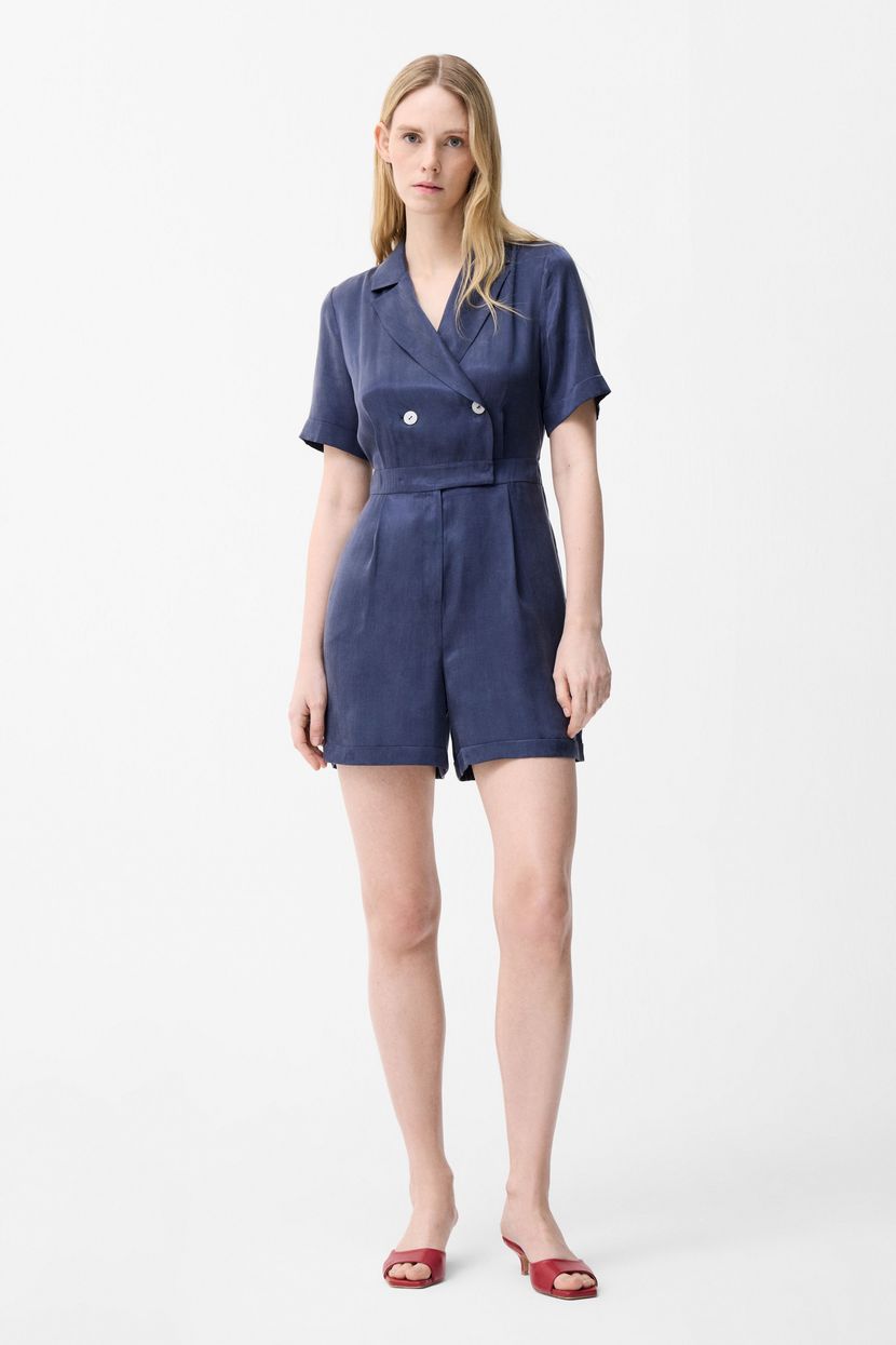Blue Double Breasted Short Jumpsuit 18246795000-073 | adL
