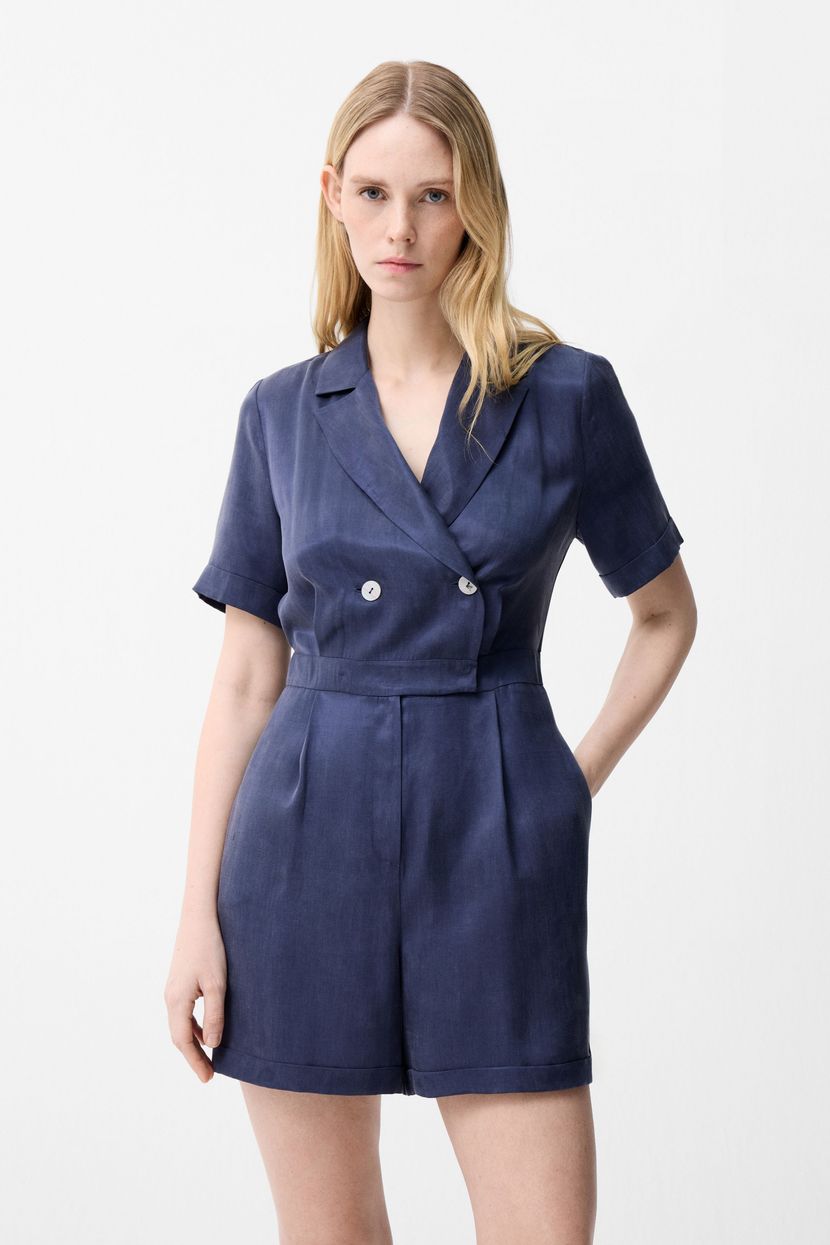 Blue Double Breasted Short Jumpsuit 18246795000-073 | adL