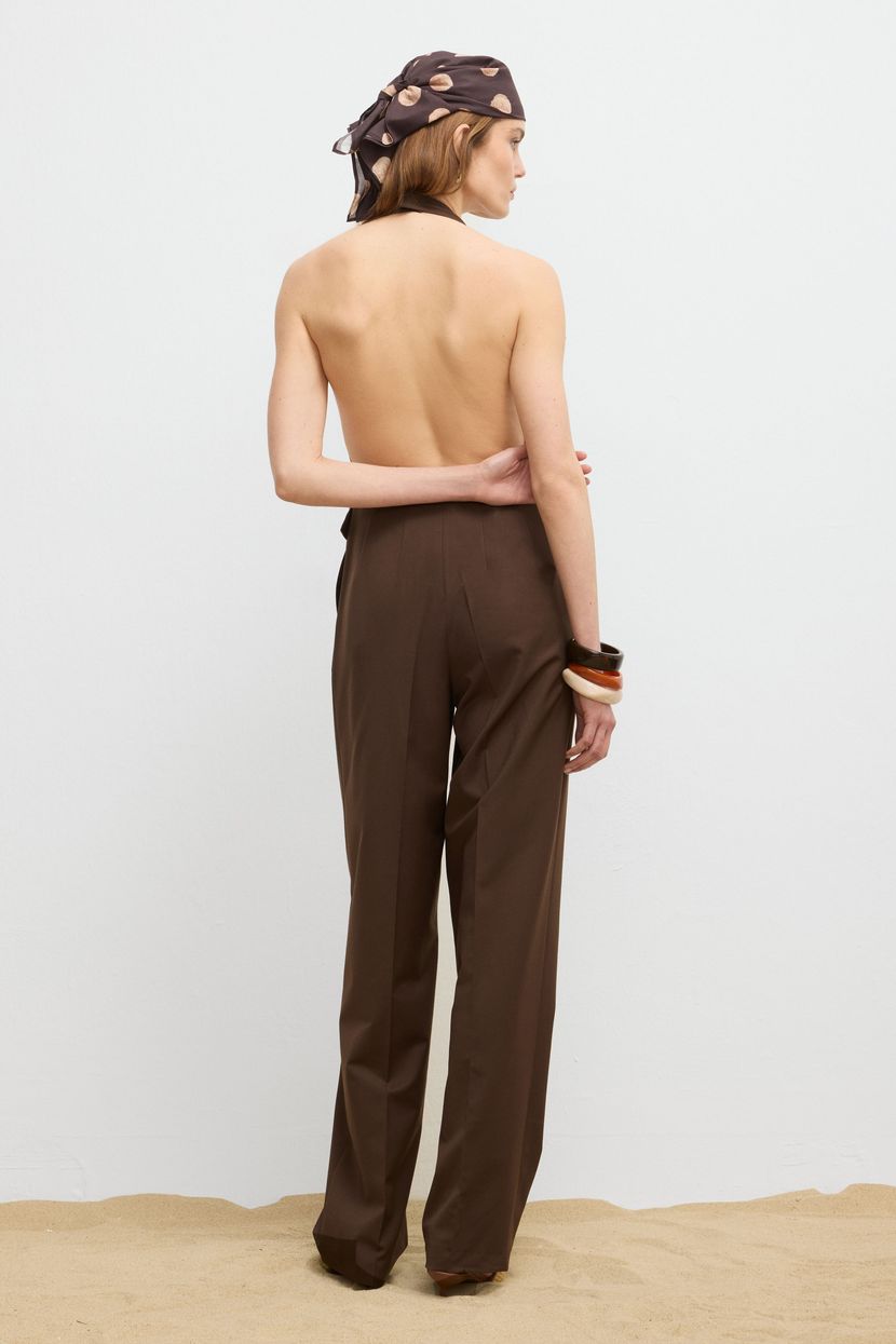 Brown Moda Tutkusu Vest-Detailed Pleated Jumpsuit 182M2333000-010